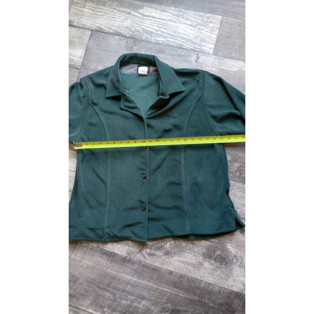 Harley Davidson Women's L Green Fleece Button Up Chamois Shirt Vtg - Picture 5 of 6